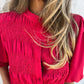 💖Vente chaude du Nouvel An💖Chemise boutonnée plissée décontractée à col rond pour femme
