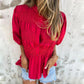 💖Vente chaude du Nouvel An💖Chemise boutonnée plissée décontractée à col rond pour femme