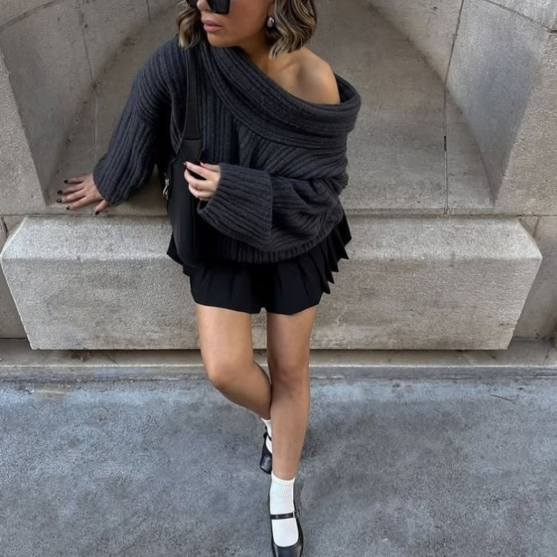 Pull surdimensionné à épaules dénudées pour femme
