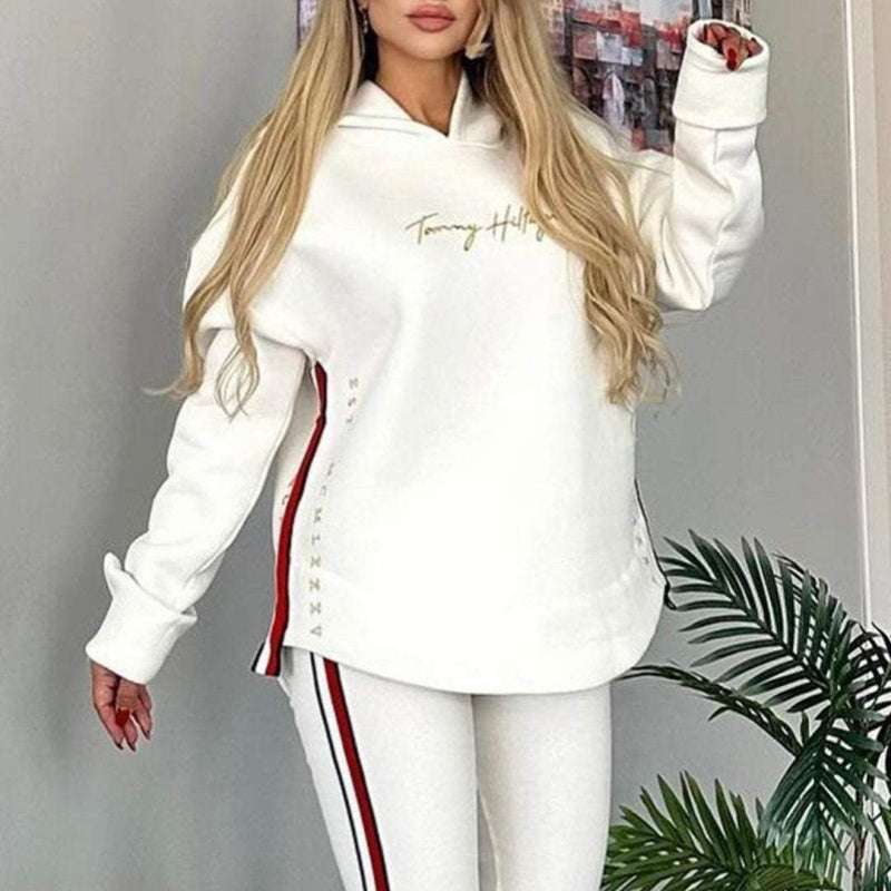 🔥2025 Nouvel Arrivage -🎉Top et pantalon à capuche décontracté à rayures et à manches longues pour femmes