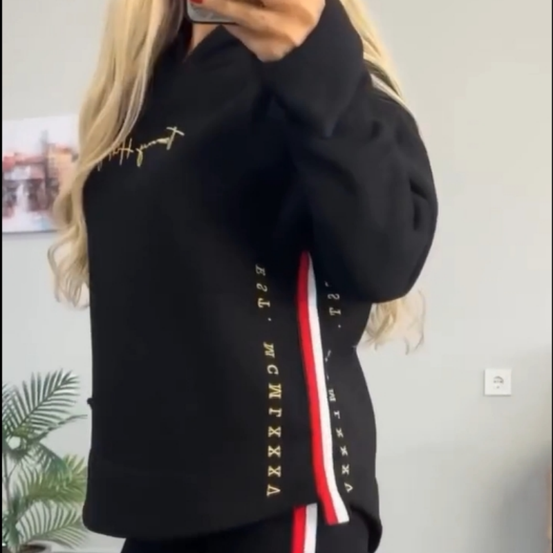 🔥2025 Nouvel Arrivage -🎉Top et pantalon à capuche décontracté à rayures et à manches longues pour femmes