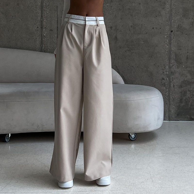 Pantalon large taille haute pour femme