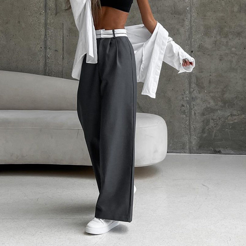 Pantalon large taille haute pour femme