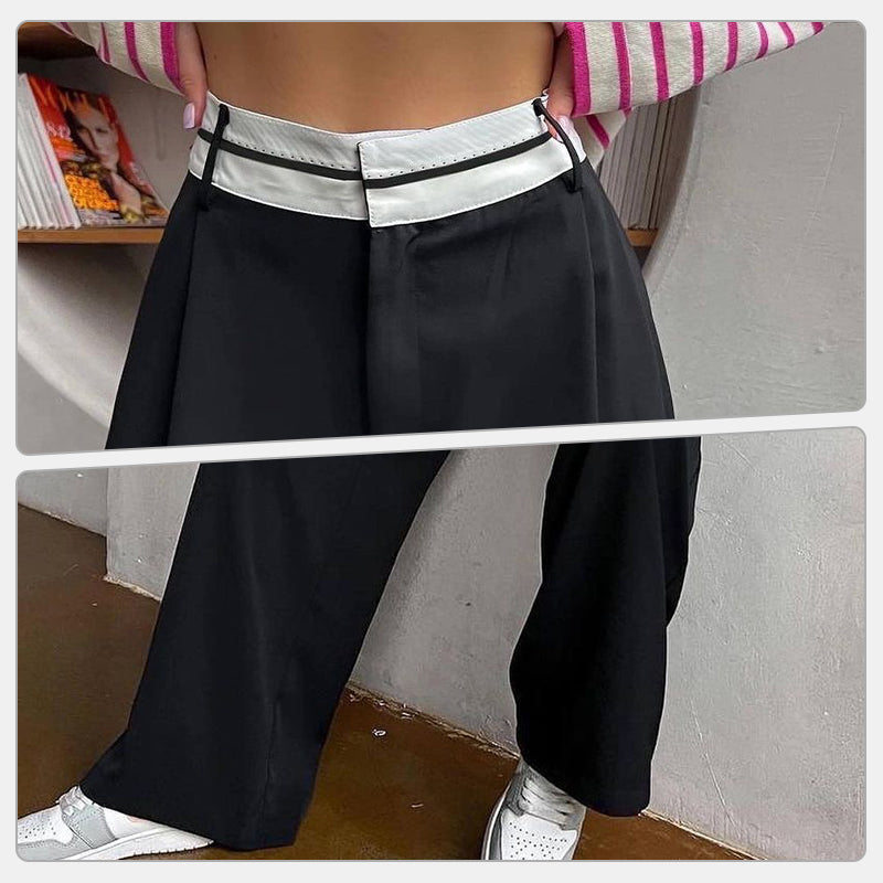 Pantalon large taille haute pour femme