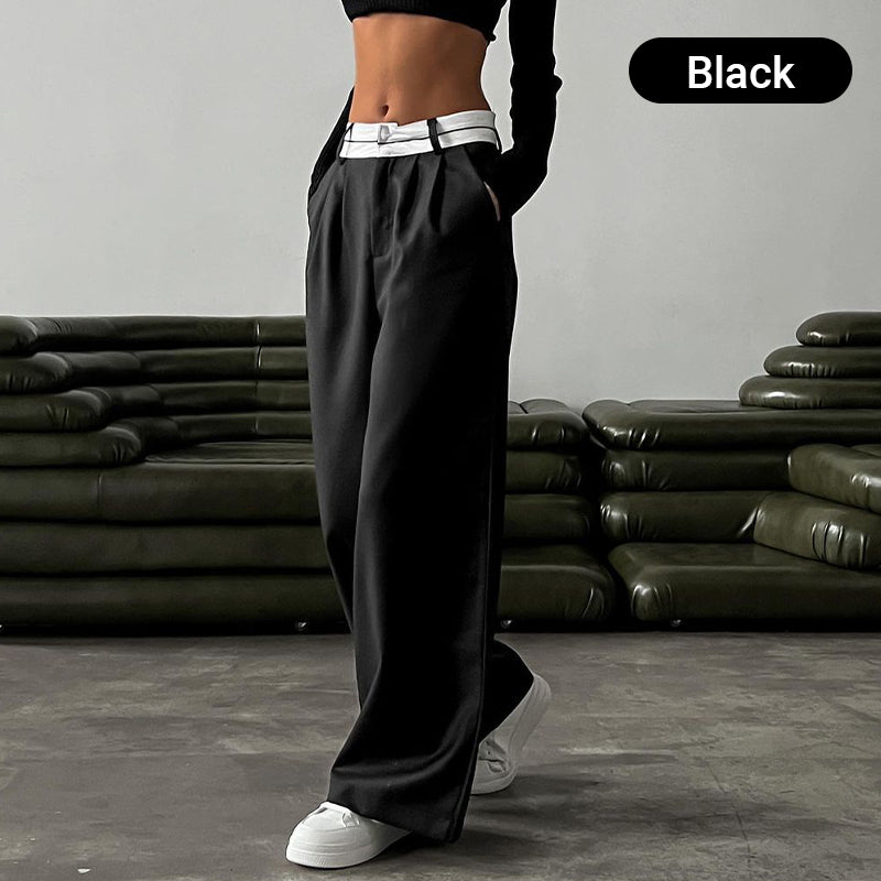 Pantalon large taille haute pour femme