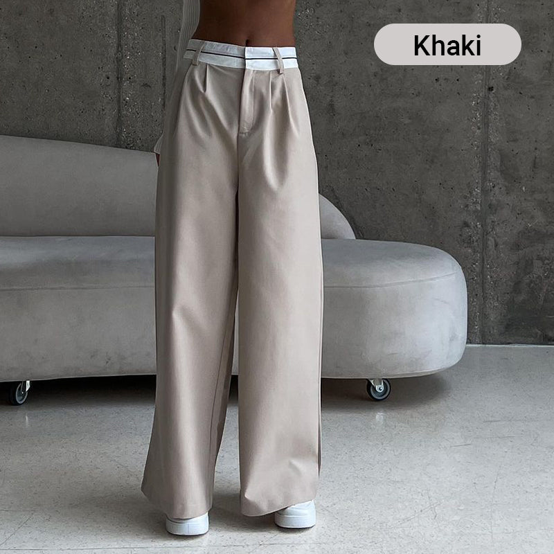 Pantalon large taille haute pour femme