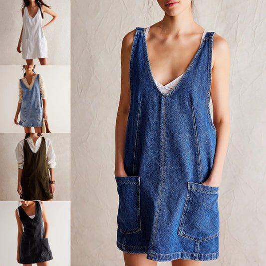 Robe de denim sans dos pour les femmes à la mode