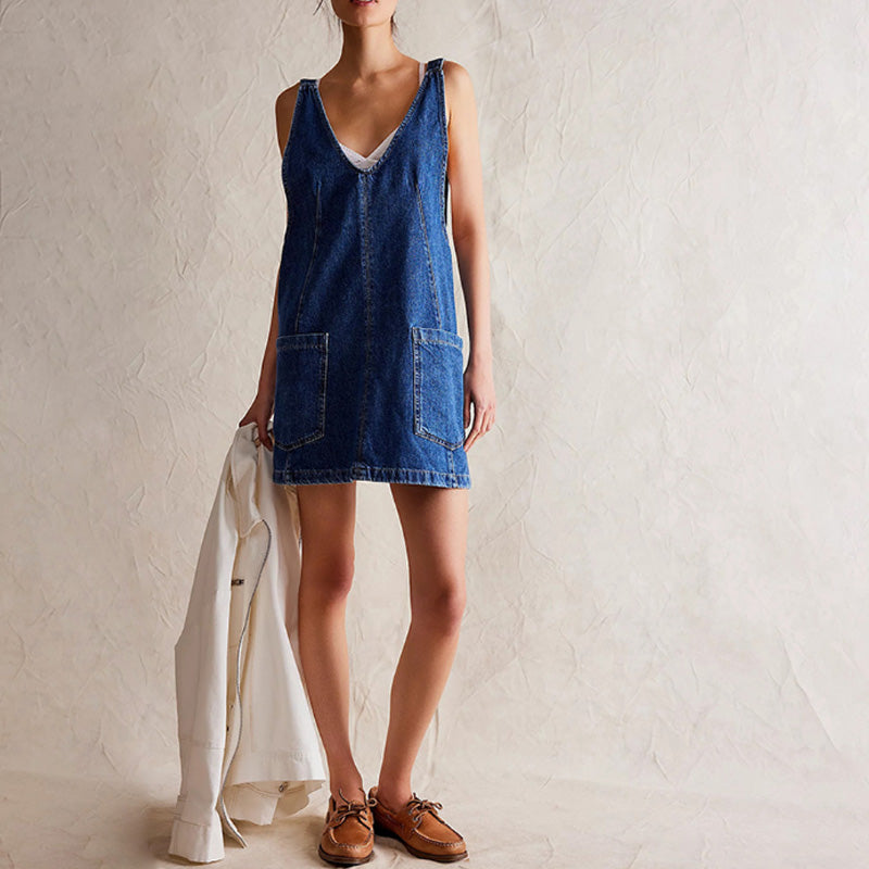 Robe de denim sans dos pour les femmes à la mode