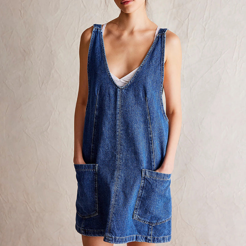 Robe de denim sans dos pour les femmes à la mode