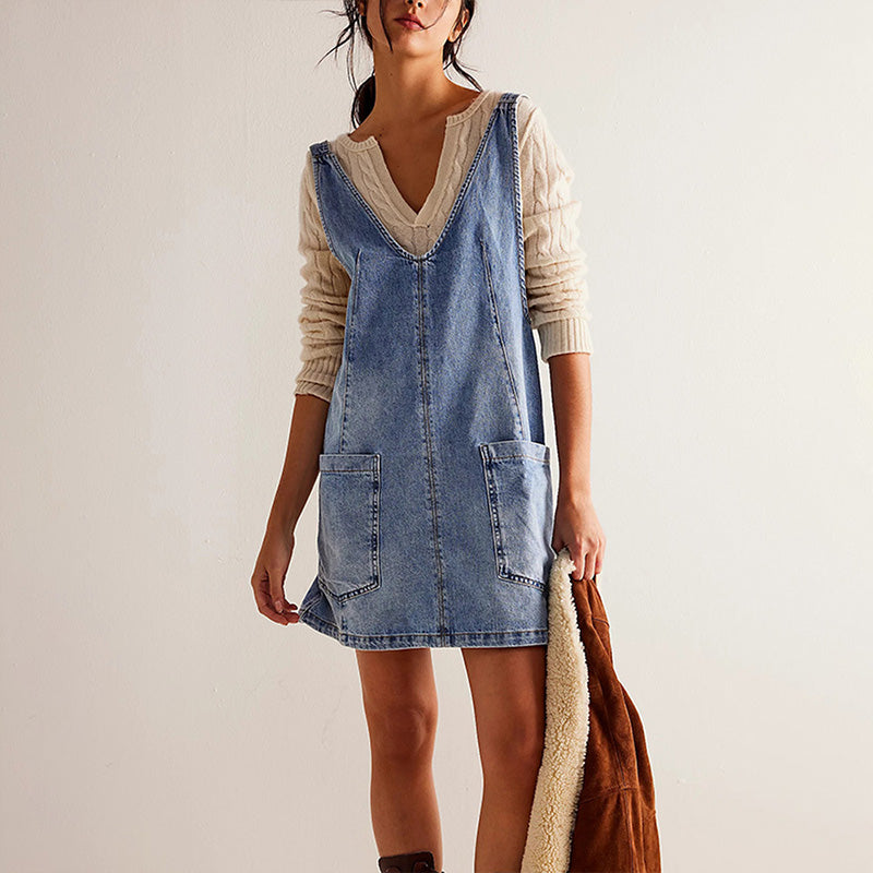 Robe de denim sans dos pour les femmes à la mode