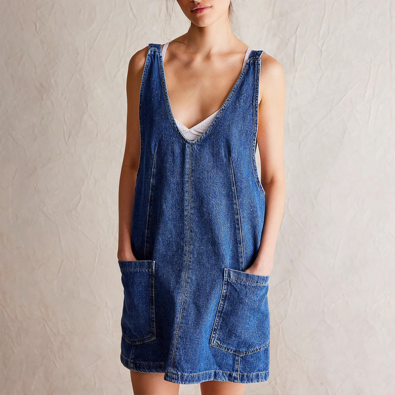 Robe de denim sans dos pour les femmes à la mode