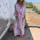 ⏰Promotion de dernier jour 50% DE RÉDUCTION🌸 Robe longue bohème à col en V imprimée abstraite pour femme