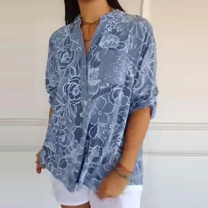 🔥Printemps 2025 Nouveaux arrivants - 49% de réduction🔥Femme Fleur Col V Blouse