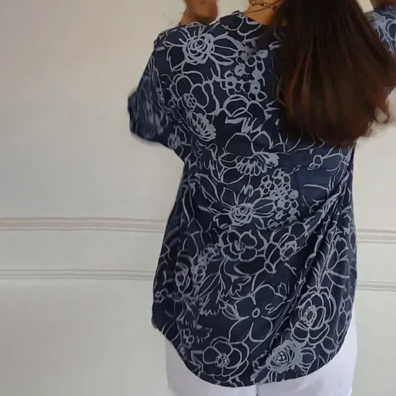 🔥Printemps 2025 Nouveaux arrivants - 49% de réduction🔥Femme Fleur Col V Blouse