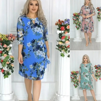 Robe mi-longue à imprimé floral pour femme