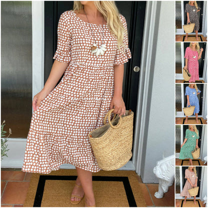 🎁 Que vais-je porter demain ? 🎁💥 Robe midi à col rond avec imprimé polka dot