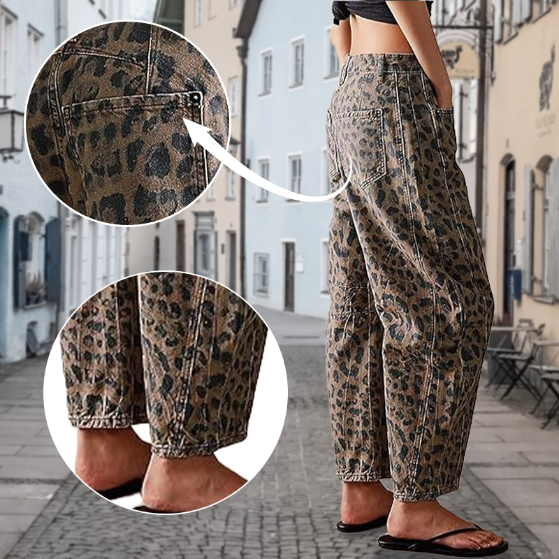 🐆Vente chaude👖 Pantalon décontracté avec imprimé léopard et poches💖