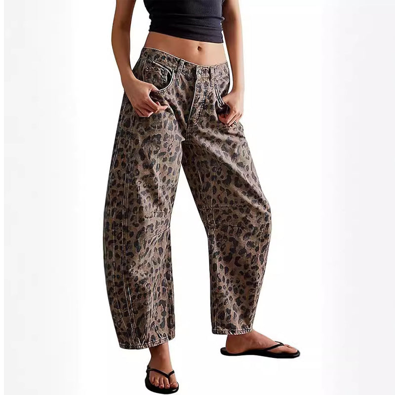 🐆Vente chaude👖 Pantalon décontracté avec imprimé léopard et poches💖