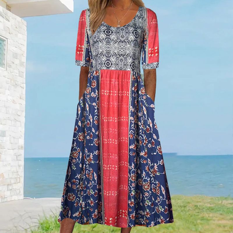 🔥49% OFF🌸✨ Robe élégante à motif bohème pour femme