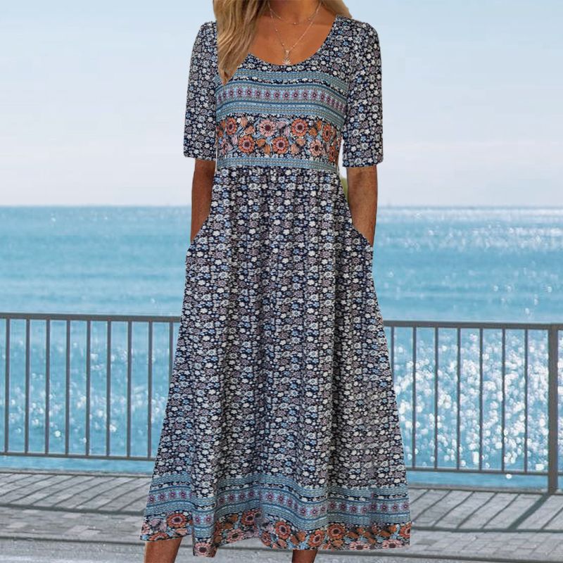 🔥49% OFF🌸✨ Robe élégante à motif bohème pour femme