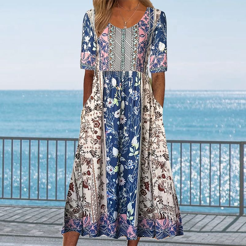 🔥49% OFF🌸✨ Robe élégante à motif bohème pour femme