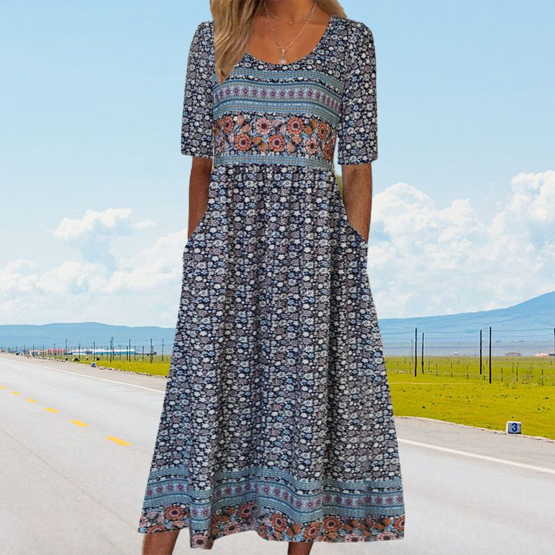 🔥49% OFF🌸✨ Robe élégante à motif bohème pour femme