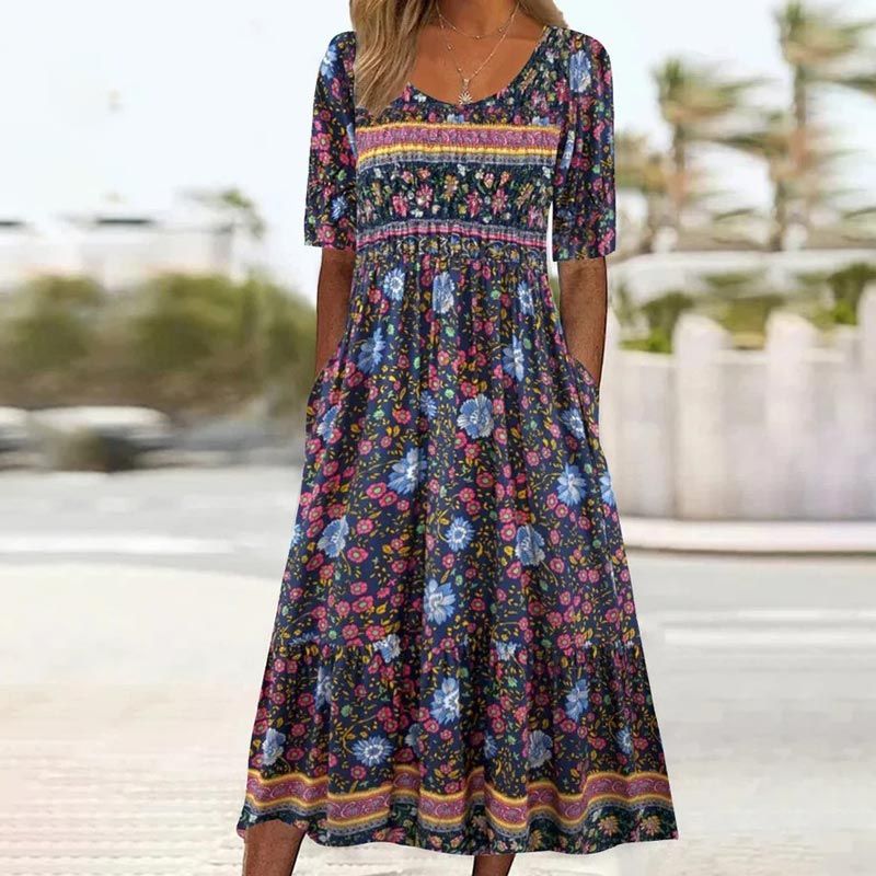 🔥49% OFF🌸✨ Robe élégante à motif bohème pour femme