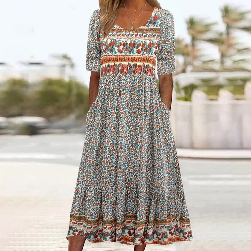 🔥49% OFF🌸✨ Robe élégante à motif bohème pour femme