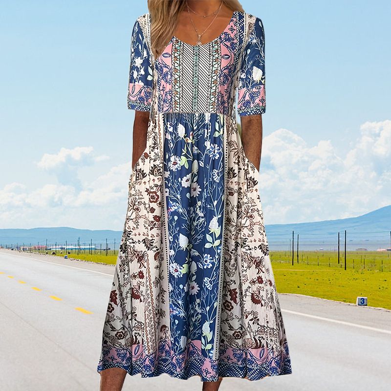 🔥49% OFF🌸✨ Robe élégante à motif bohème pour femme