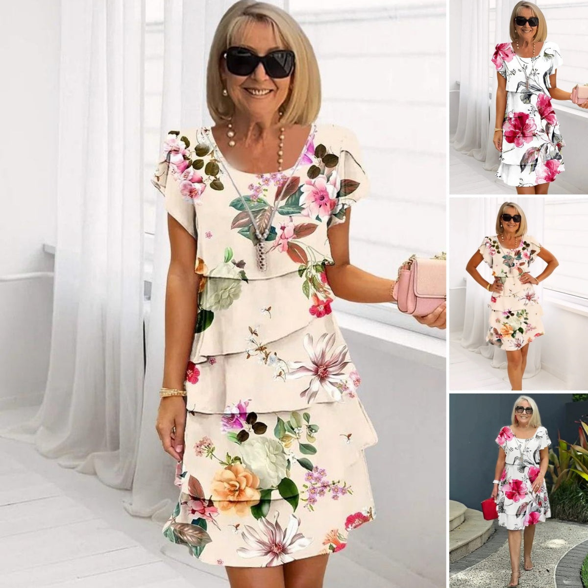 ✨️Nouveau produit✨️Robe en cascade à imprimé floral multi-végétal