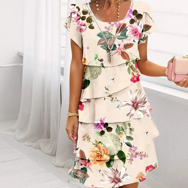 ✨️Nouveau produit✨️Robe en cascade à imprimé floral multi-végétal
