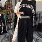 🌸Spécial printemps🌸 Haut décontracté pour femme avec impression de lettres et pantalon (ensemble 2 pièces)
