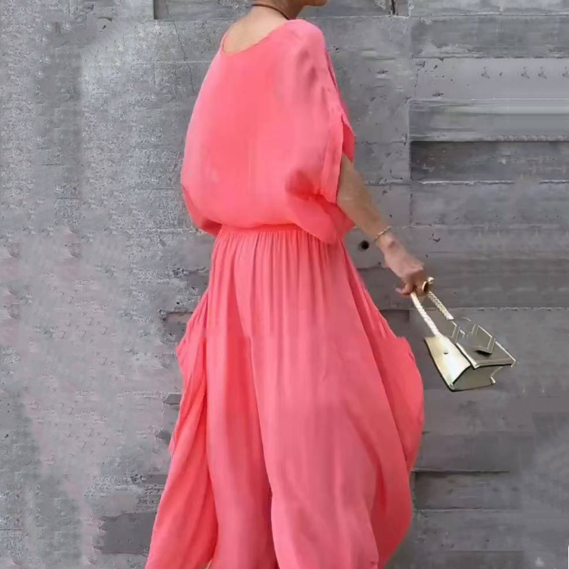 Ensemble 2 pièces en mousseline avec haut ample et pantalon large fendu