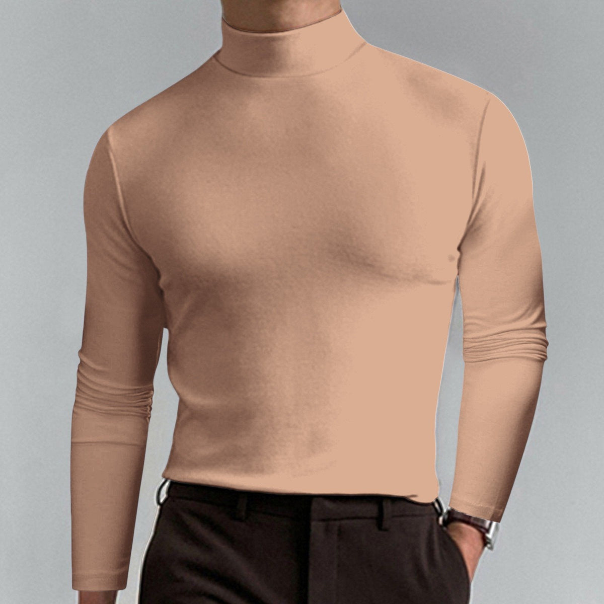 👕 50% DE RÉDUCTION ! ✨ T-shirt Homme à Col Montant - Coupe Adjustable et Tissu Respirant, Idéal pour Sport ou Quotidien 🏃‍♂️
