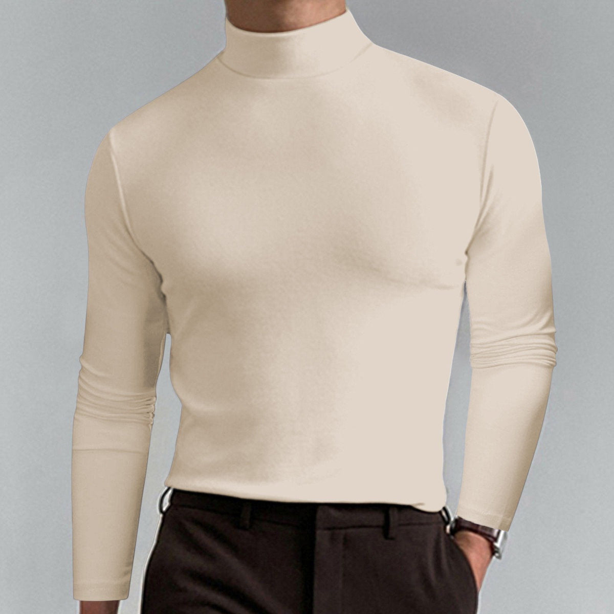 👕 50% DE RÉDUCTION ! ✨ T-shirt Homme à Col Montant - Coupe Adjustable et Tissu Respirant, Idéal pour Sport ou Quotidien 🏃‍♂️