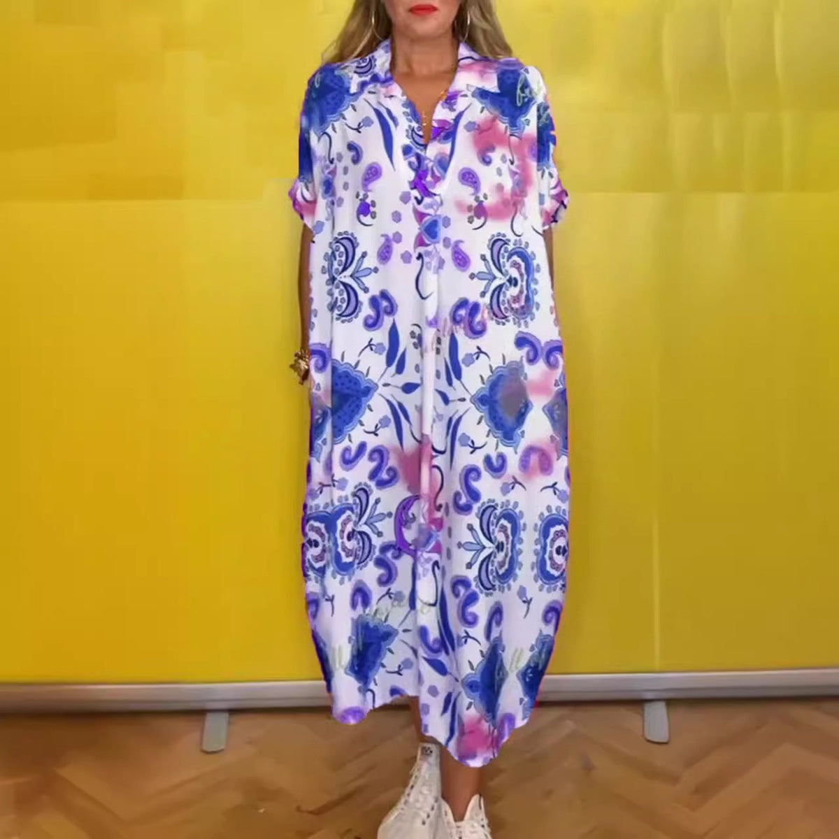 🔥Robe femme ajustée avec imprimé et poches