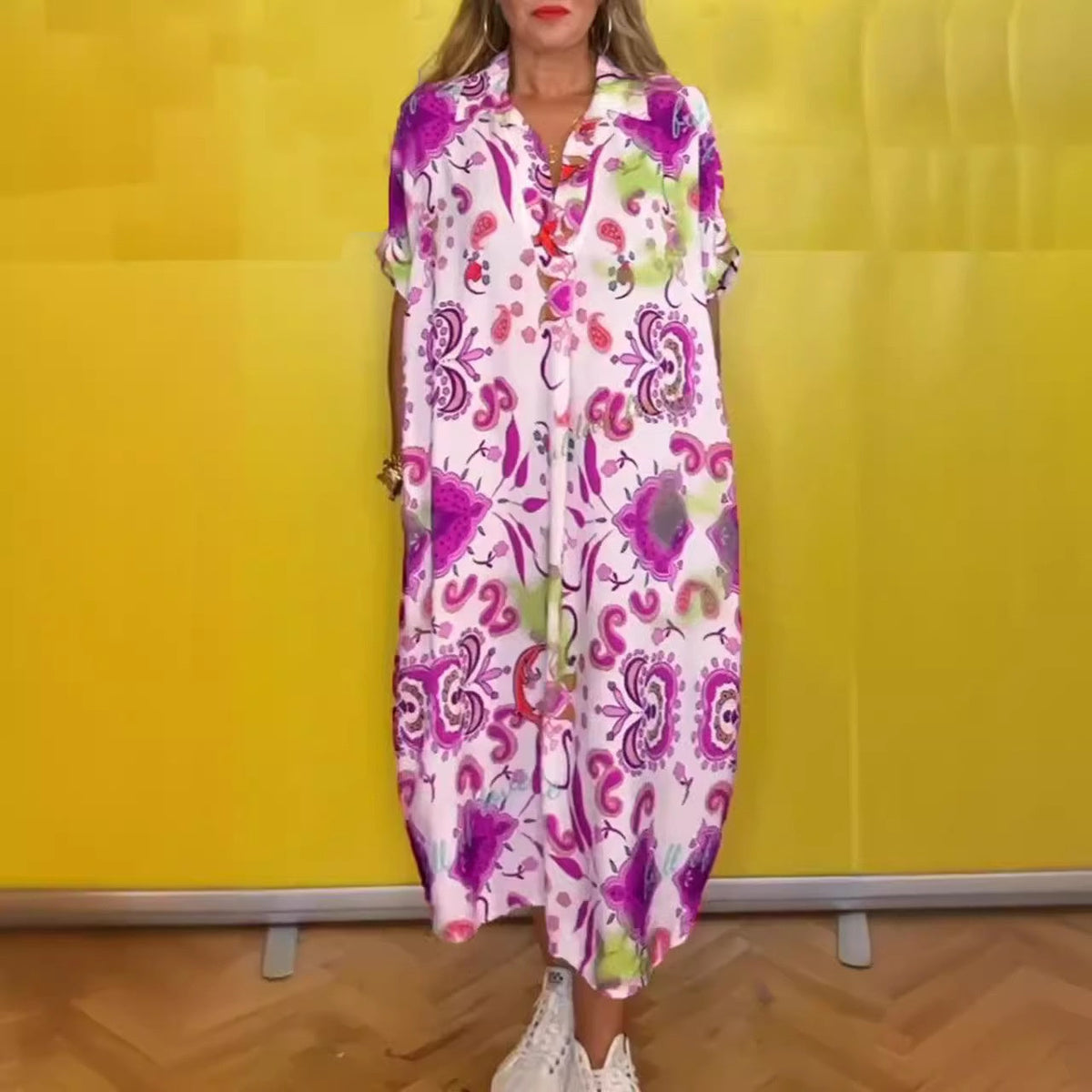🔥Robe femme ajustée avec imprimé et poches