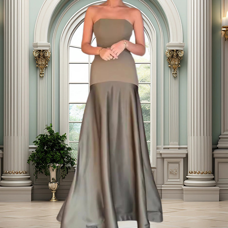 💃Elégante robe longue épaules nues en A-ligne