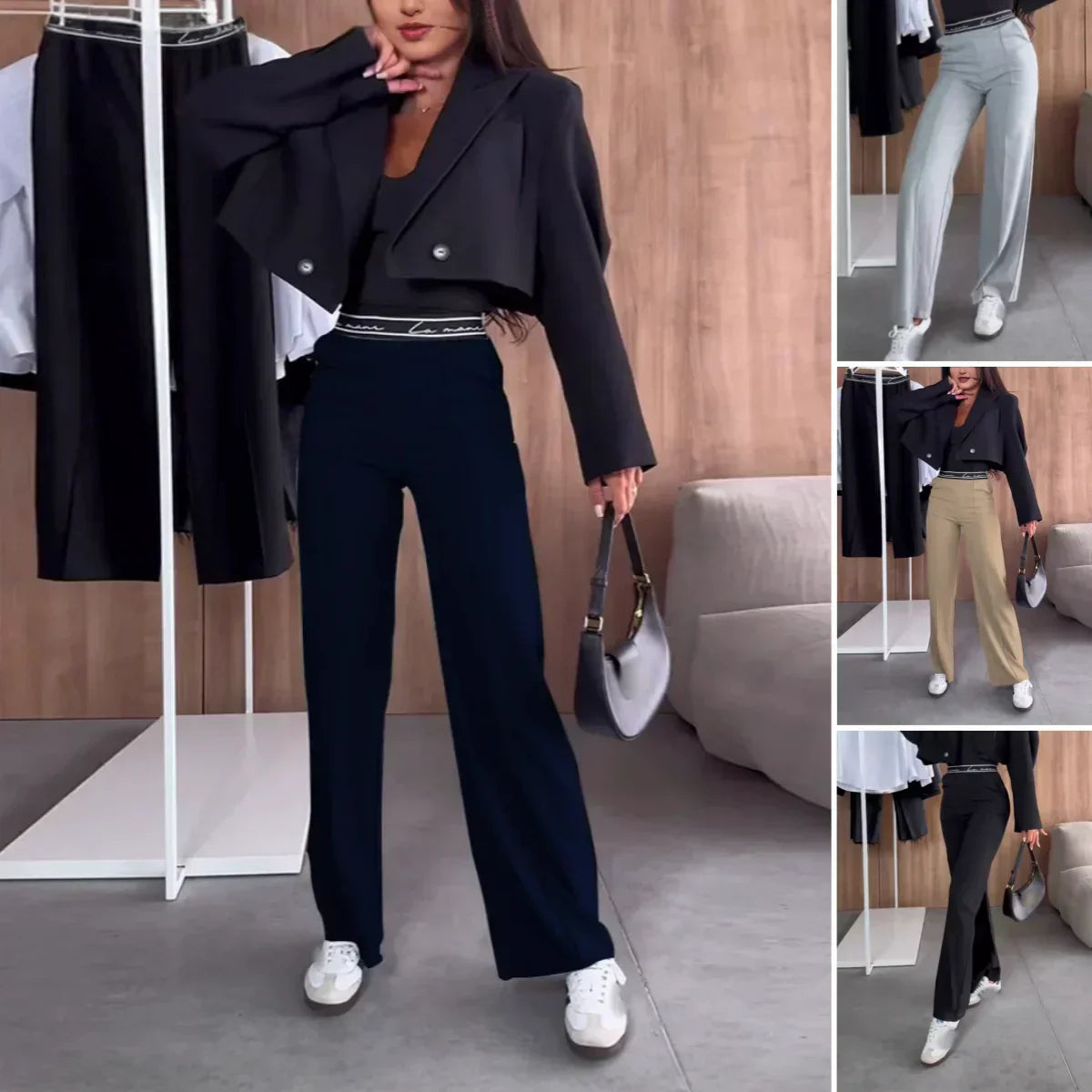 Pantalon drapé uni pour femmes