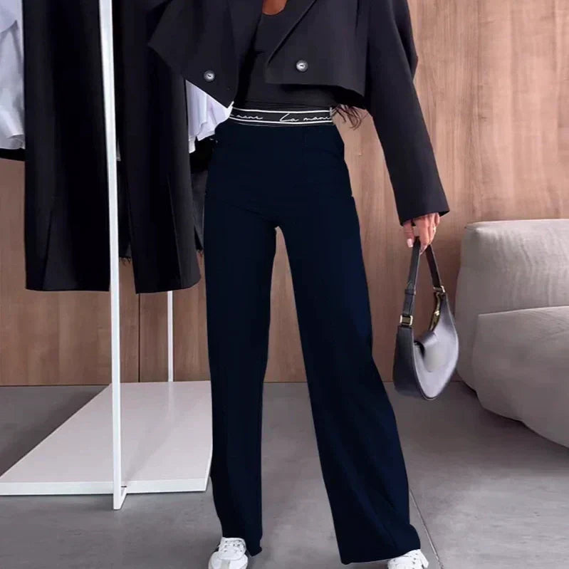 Pantalon drapé uni pour femmes
