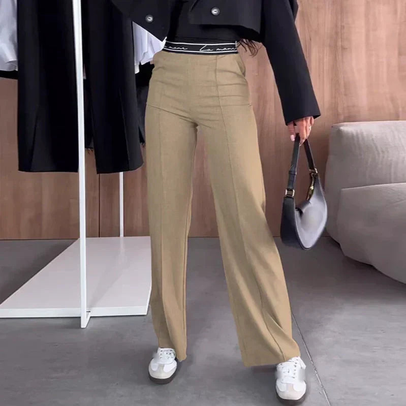 Pantalon drapé uni pour femmes