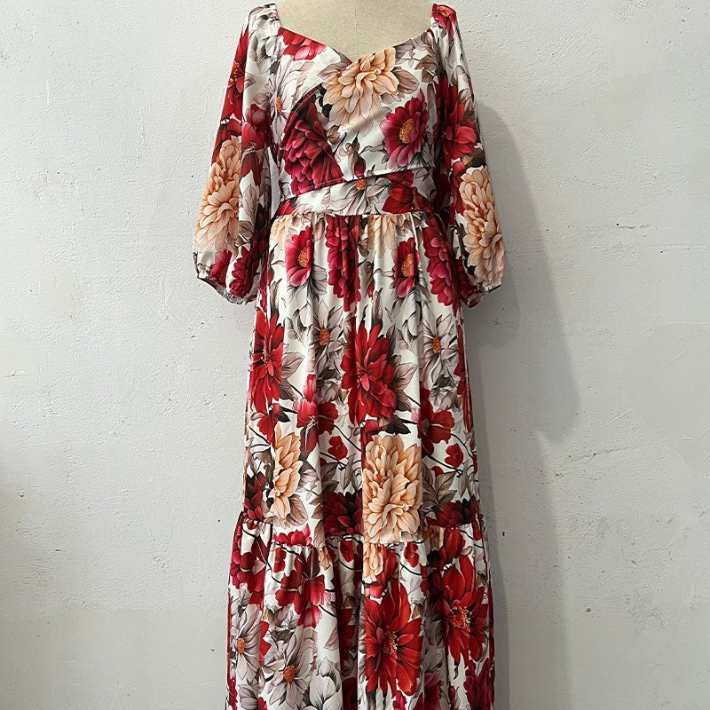 🌹 HOT SALE 49% OFF 🌹 Femme col V robe plissée imprimée florale