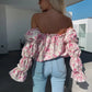 Blouse à épaules dénudées avec imprimé floral