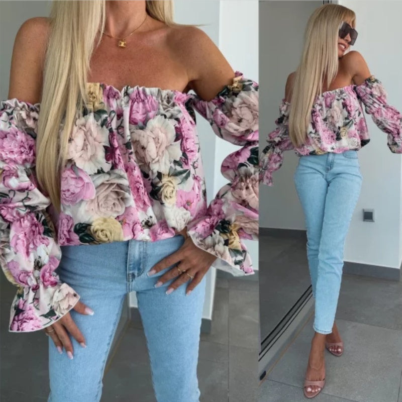 Blouse à épaules dénudées avec imprimé floral