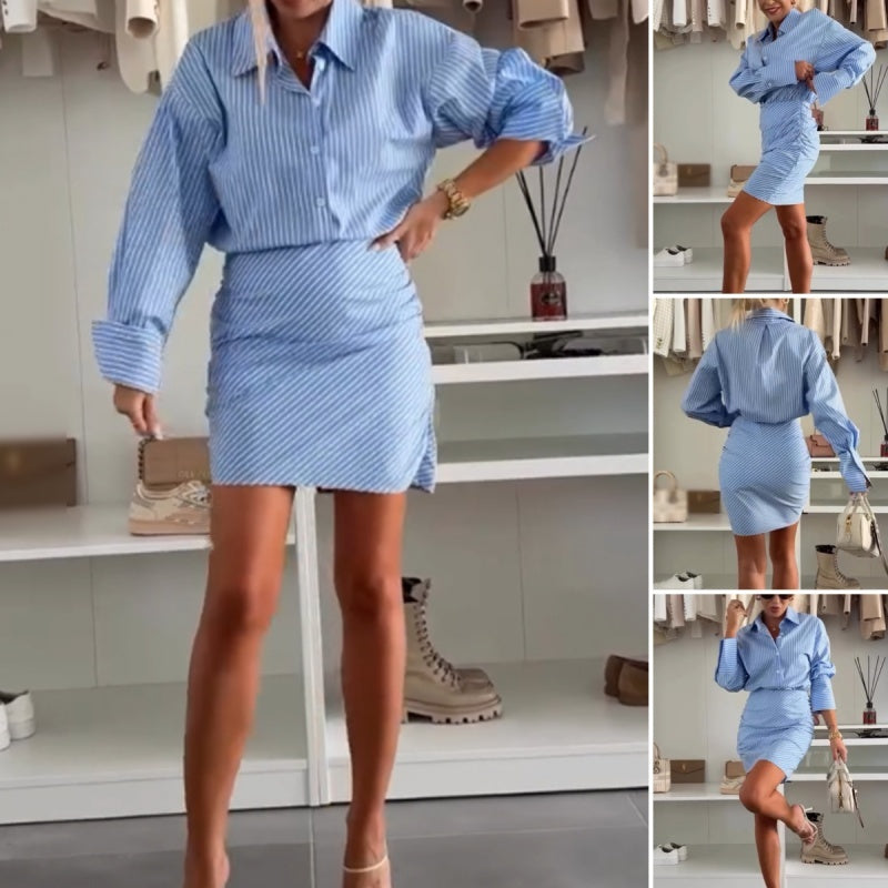 💖Robe chemise courte boutonnée et froncée à rayures Cruising Weekend💖