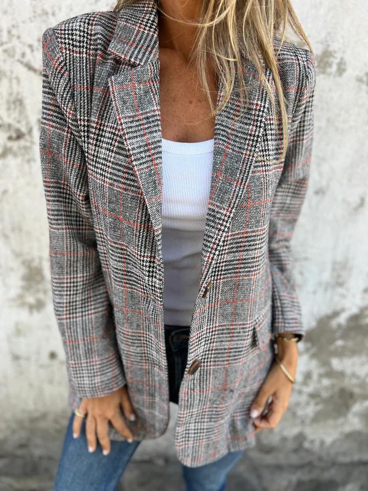🔥Blazer à carreaux décontracté avec revers