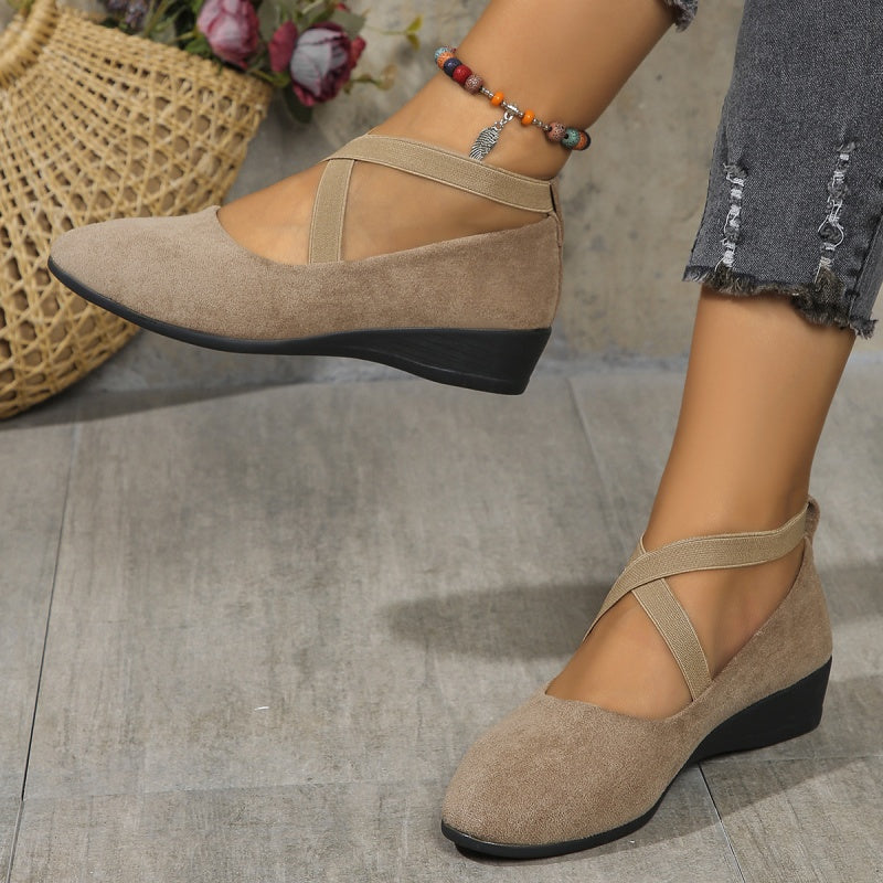 💎 50% DE RÉDUCTION ! 💎 Chaussures à Talon Compensé Bas – Bride Élastique, Respirantes & Polyvalentes pour Toute la Journée
