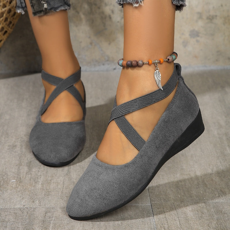 💎 50% DE RÉDUCTION ! 💎 Chaussures à Talon Compensé Bas – Bride Élastique, Respirantes & Polyvalentes pour Toute la Journée