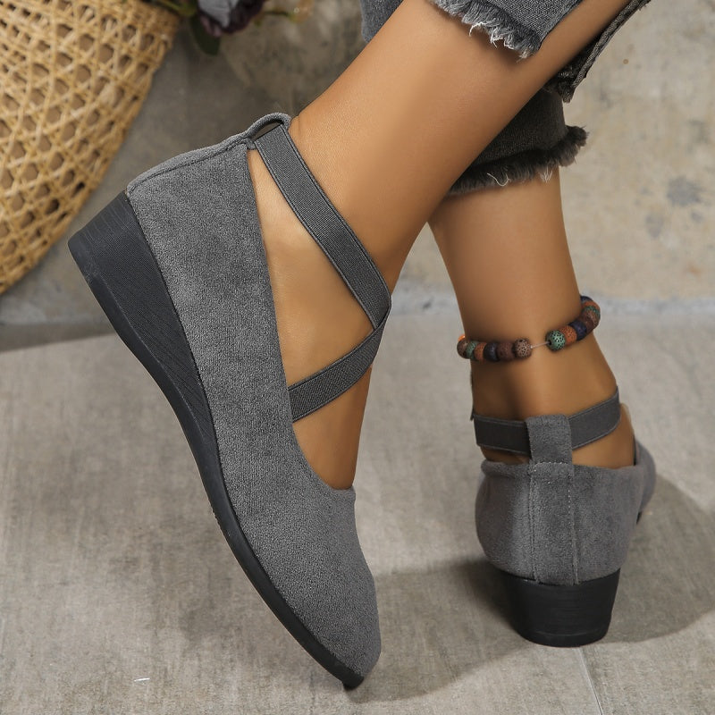 💎 50% DE RÉDUCTION ! 💎 Chaussures à Talon Compensé Bas – Bride Élastique, Respirantes & Polyvalentes pour Toute la Journée