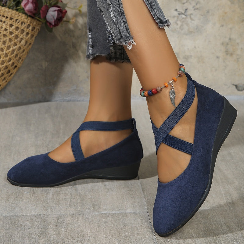 💎 50% DE RÉDUCTION ! 💎 Chaussures à Talon Compensé Bas – Bride Élastique, Respirantes & Polyvalentes pour Toute la Journée